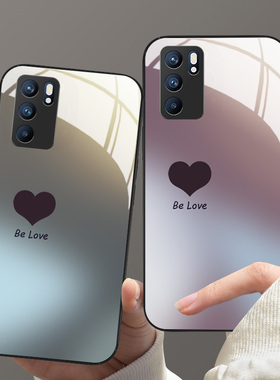 暗紫色爱心适用opporeno8手机壳新款reno7玻璃reno6情侣男女reno5pro+硅胶reno4se简约oppofindx5高级x3套x2