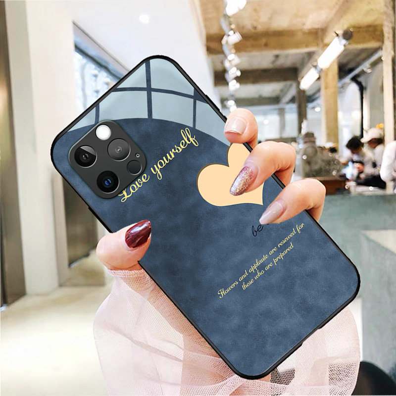 雾霾爱心适用于苹果13手机壳iphone11promax新款创意12mini玻璃xsmax硅胶xr男se2女ins风5s硬7/8plus套6splus