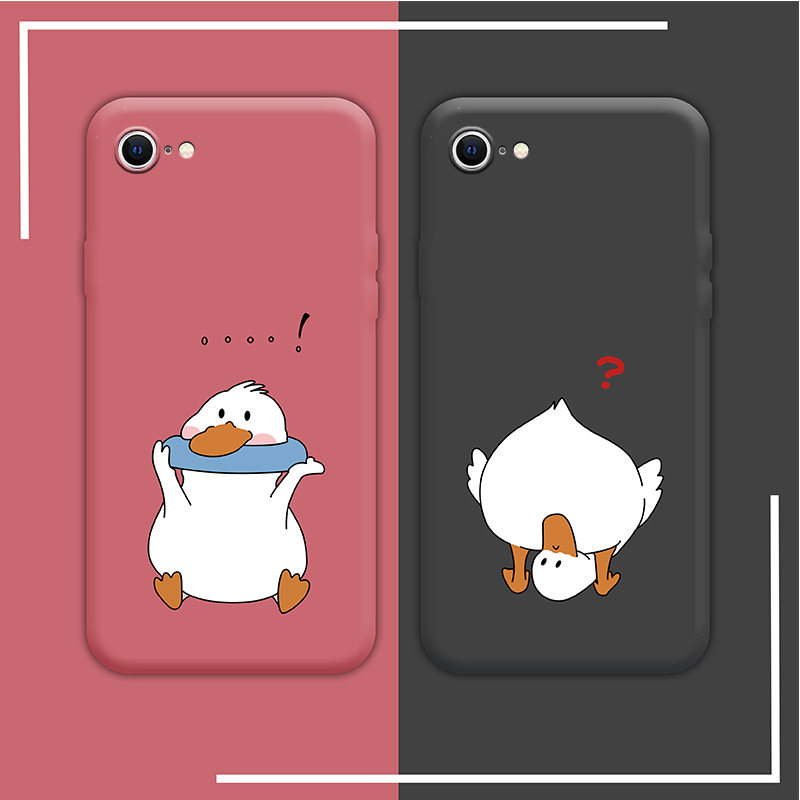 苹果x手机壳沙雕鸭子iphone8plus情侣适用7plus液态软壳7/8/se2硅胶卡通ip七八puls摄像头全包ipone趣味可爱p