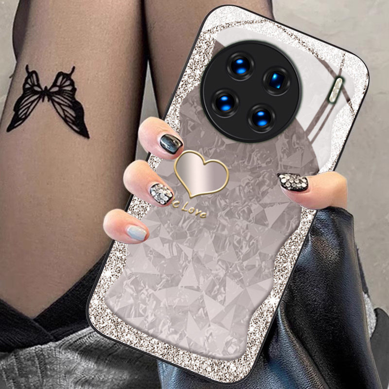 银琉爱心简约时尚玻璃硅胶手机壳