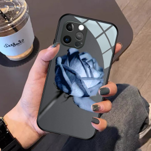 14网红12mini气质5s简约xsmax高级xr女神se2玻璃78plus套6splus 黛蓝玫瑰适用苹果13手机壳iphone11promax新款