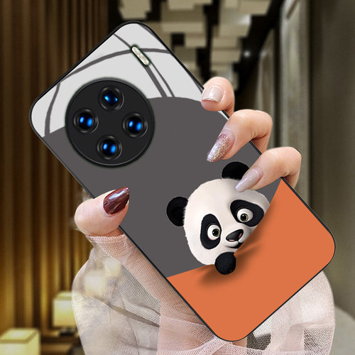潮萌熊猫卡通可爱玻璃硅胶手机壳