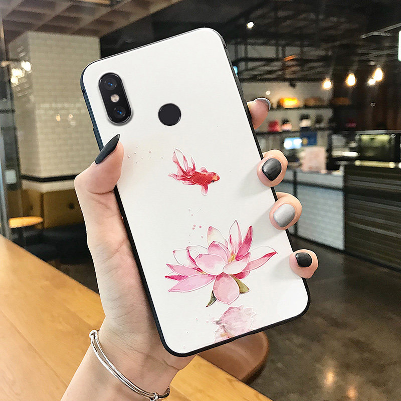 荷花鲤鱼红米note7 pro手机壳硅胶立体浮雕note5A标配/高配中国风简约全包边note4适用女款软壳note4X保护套