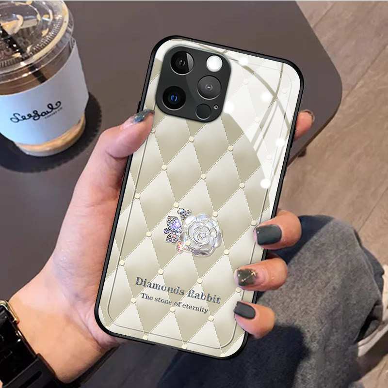 钻石兔苹果13手机壳iphone11promax高级新款12mini适用于xsmax女xr玻璃se2硅胶防摔78plus网红5保护套6splus