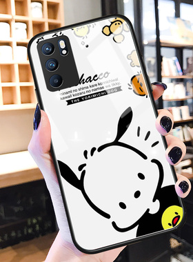 帕恰狗opporeno6手机壳玻璃reno6pro+简约手绘oppoa95趣味可爱oppok9卡通硅胶proplus适用新款por保护套女pr0