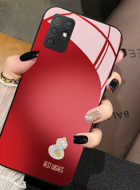 鸿运葫芦适用华为荣耀play6tpro手机壳新款magic至臻4pro简约高级感x10max玻璃硅胶x20se女红色30plus畅玩套