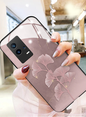 金箔银杏适用vivoiqoo10手机壳新款iqoo9pro高级78玻璃硅胶iqooneo6se女iqoopro简约iqoou5防摔iqooz3保护套