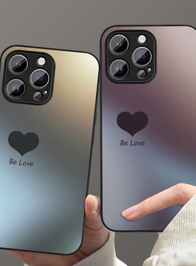 暗紫色爱心适用苹果14promax手机壳iphone13新款12mini玻璃11情侣男女xsmax硅胶xr简约se3高级78plus套6splus