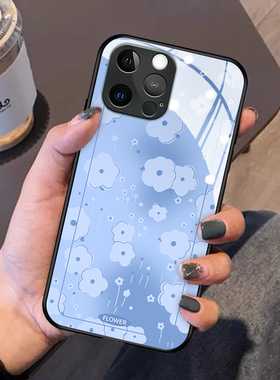 绿色小花适用苹果13手机壳iphone11promax新款12mini保护套xsmax网红ins风xr玻璃5硅胶se2创意78plus女6splus