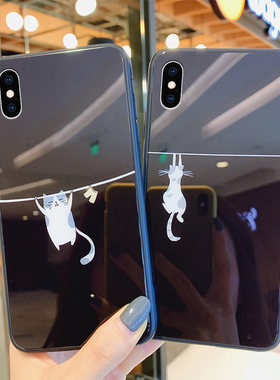 搞笑猫咪苹果x手机壳女玻璃iphonexr网红趣味xs硅胶防摔xr简约日韩xsmax潮牌创意max个性s可爱适用保护套男rx