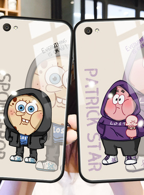 海绵宝宝vivox9l手机壳情侣x9plus潮牌卡通x9splus玻璃硅胶y5s适用y9s网红v17男u3女z5i新款z5x防摔保护套z6