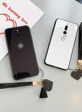 简约ins网红风红米8手机壳女玻璃8a创意防摔7a带挂绳redmi情侣秀恩爱a个性潮牌7适用ins风n小米七八保护套男