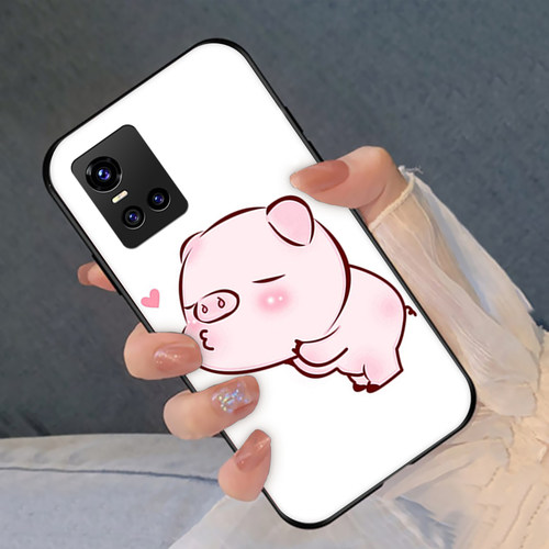 粉色小猪玻璃硅胶可爱卡通手机壳