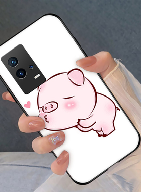 适用vivoiqoo10手机壳女iqoo9pro粉色小猪8玻璃7保护套新款iqooneo5se可爱情侣iqoopro卡通iqoou5网红iqooz3
