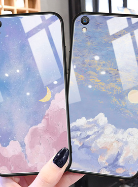 油画星空oppor9手机壳玻璃r9splus网红ins冷淡风r7s适用创意oppoa9x潮牌a3s硅胶a7x少女生新款a5s保护套plus