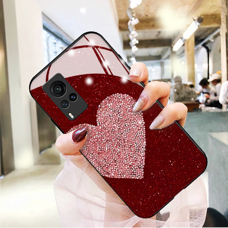 闪钻半心玻璃硅胶潮牌奢华手机壳