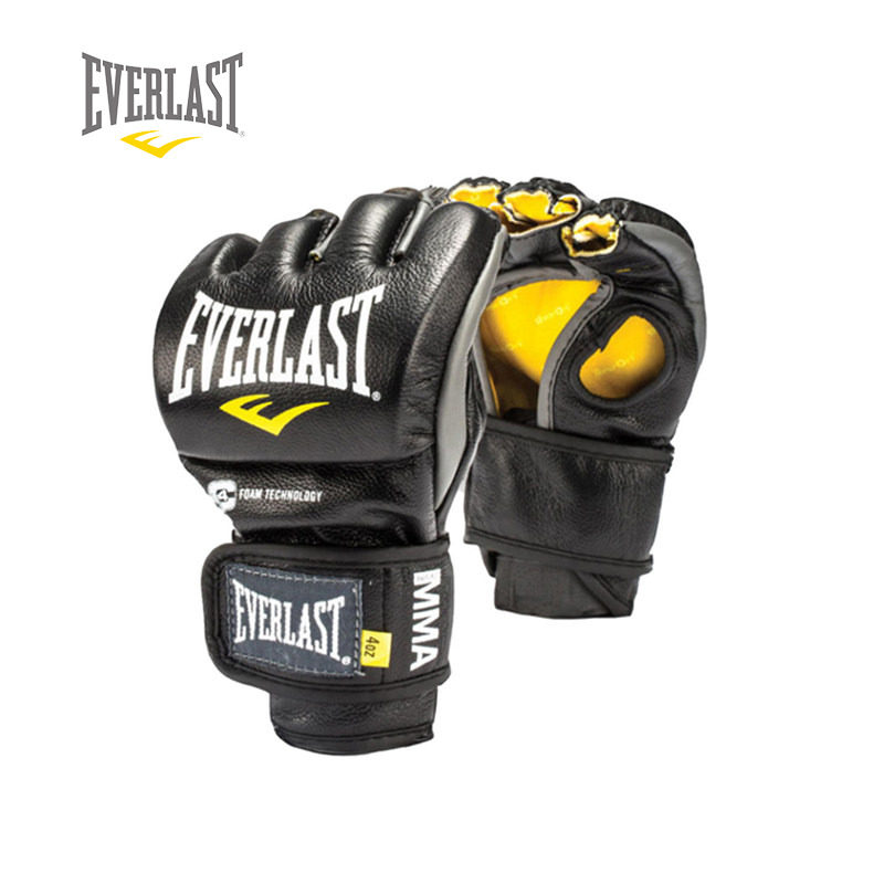EVERLAST半指分指MMA UFC散打搏击综合格斗牛皮拳套手套激战同款