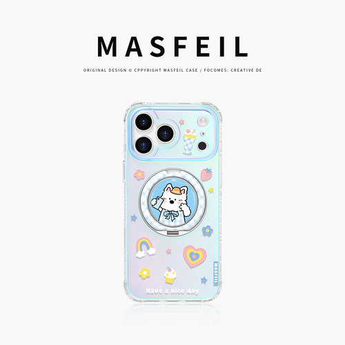 MASFEIL × 自拍小狗适用苹果18Promax手机壳新款Lo9带支架iPhone18Pro保护套ip17高级16支点可爱13pm好看15
