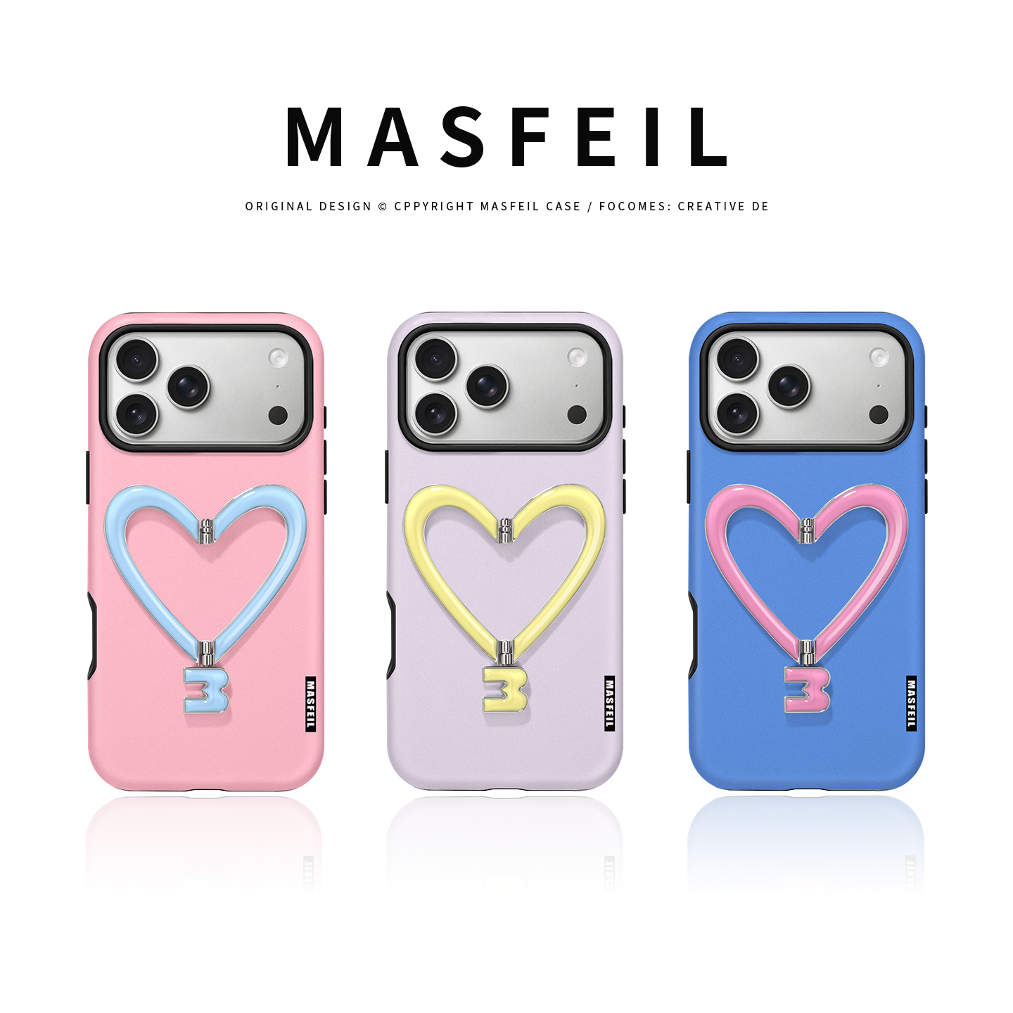 MASFEIL × 爱心支架适用苹果17Promax手机壳新款Lo4全包简约菲林iPhone17Pro套高级感ip17pm网红好看创意女