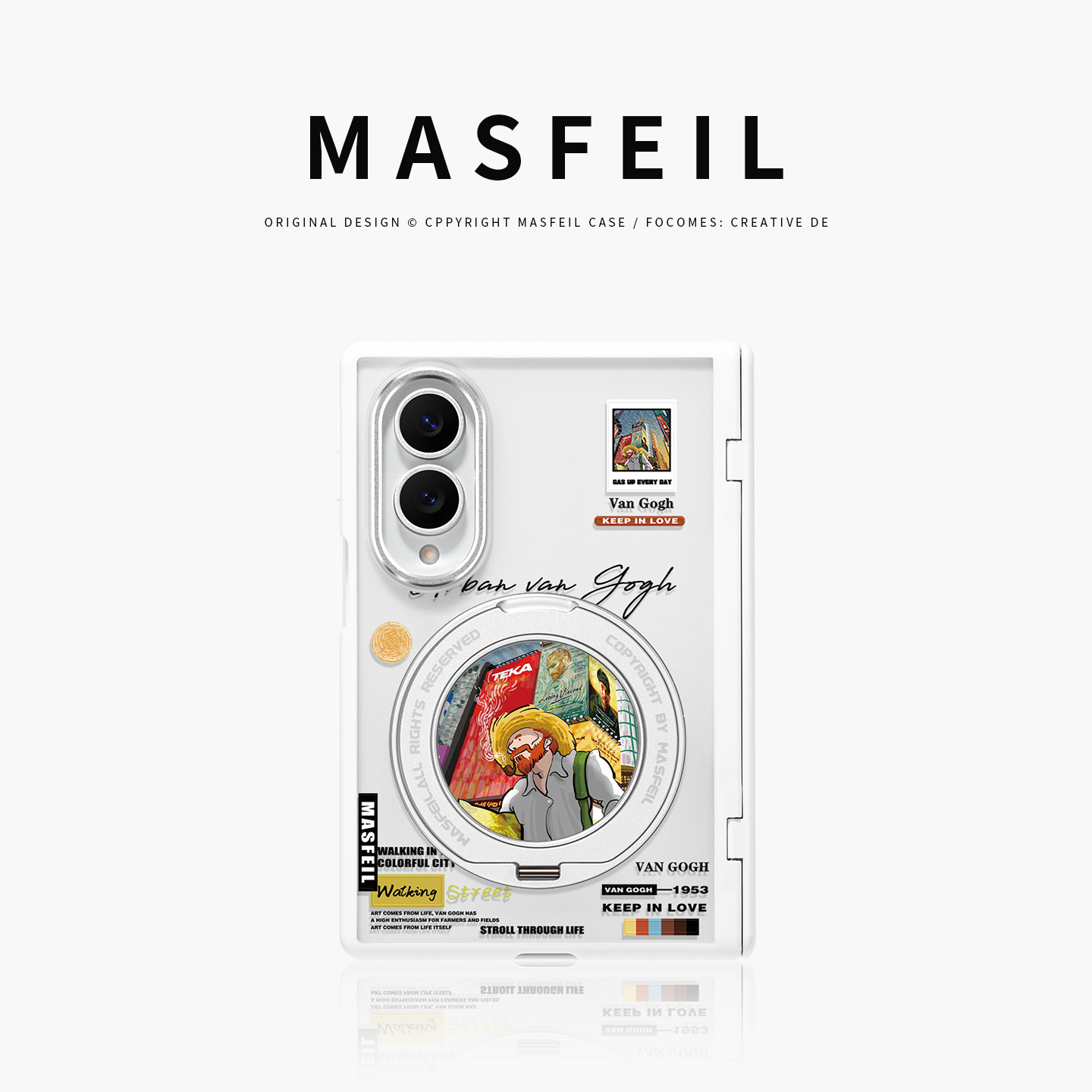 MASFEIL× 都市梵高适用三星GalaxyZFold8Wide手机壳磁吸带支架小折叠屏阔Zfold8透明全包保护套防摔新款高档图片