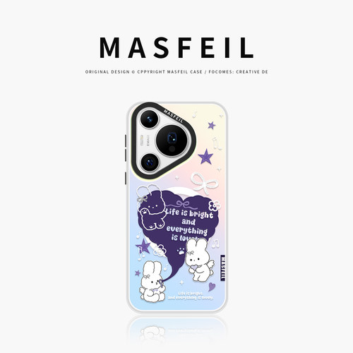 MASFEIL × 氧气小兔适用华为Pura90Pro手机壳p70新款磁吸p60带支架p80pro+套可爱p50全包高级感Ultra超薄女