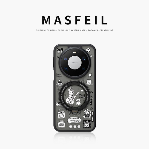 MASFEIL × 黑白童梦适用华为mate80pro手机壳新款Pura90pro磁吸支点mate60支架套Fo5全包mt70por+高级感p70