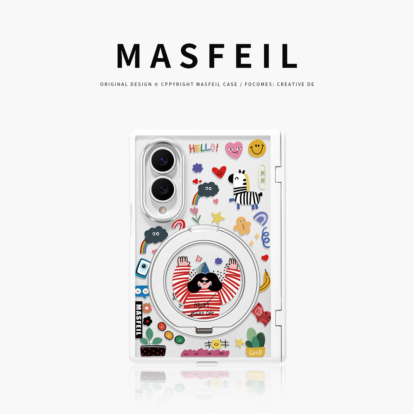 MASFEIL× 抓住快乐适用三星GalaxyZFold8Wide手机壳磁吸带支架小折叠屏阔Zfold7透明全包保护套防摔新款高级