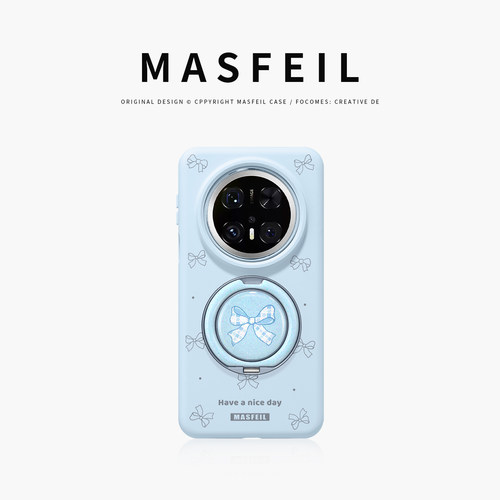 MASFEIL × 格纹束蝶适用华为Mate70Pro手机壳mate80带支架mt60por+液态硅胶Eo1支点保护套高级感全包新款女