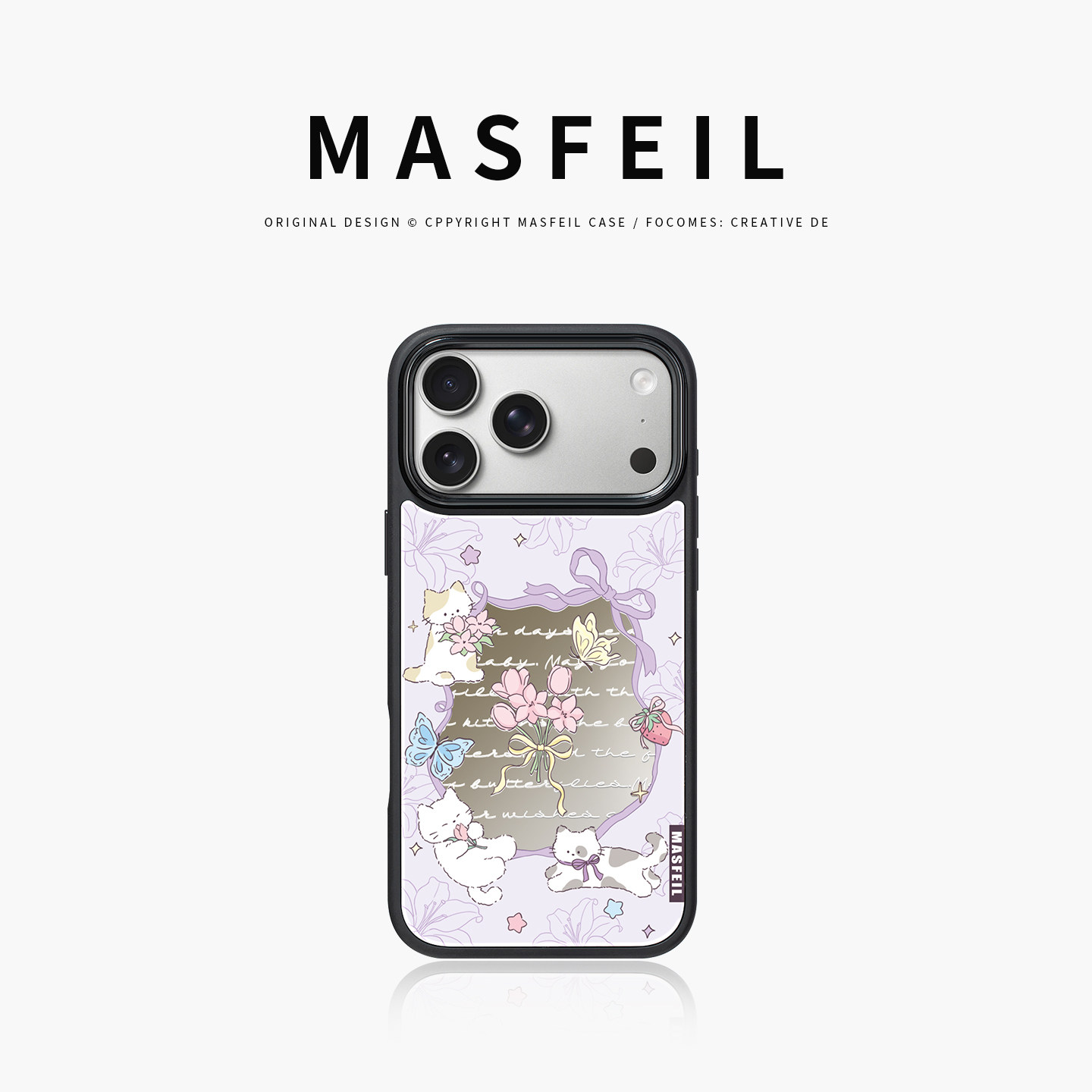 MASFEIL × 猫咪花语适用苹果17Promax手机壳新款Ro2磁吸支点支架iPhone17Pro套高级感16pm镜面的全包可爱女
