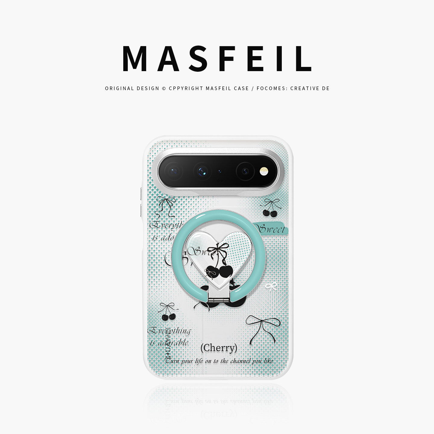 MASFEIL× 薄荷樱桃适用华为PuraXView手机壳磁吸带支架新款阔直板Pura X View全包保护套防摔高级感透明超薄