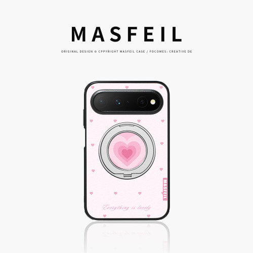 MASFEIL× 爱心旋律适用华为PuraXView手机壳磁吸带支架PW新款阔直板Pura X View全包保护套防摔高级感仿皮女