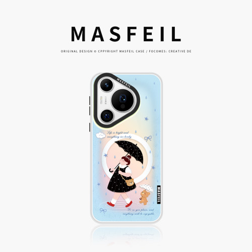 MASFEIL × 雨伞女孩适用华为Pura80Pro手机壳p70新款磁吸p60带支架p40pro+套可爱p50全包高级感Ultra好看女