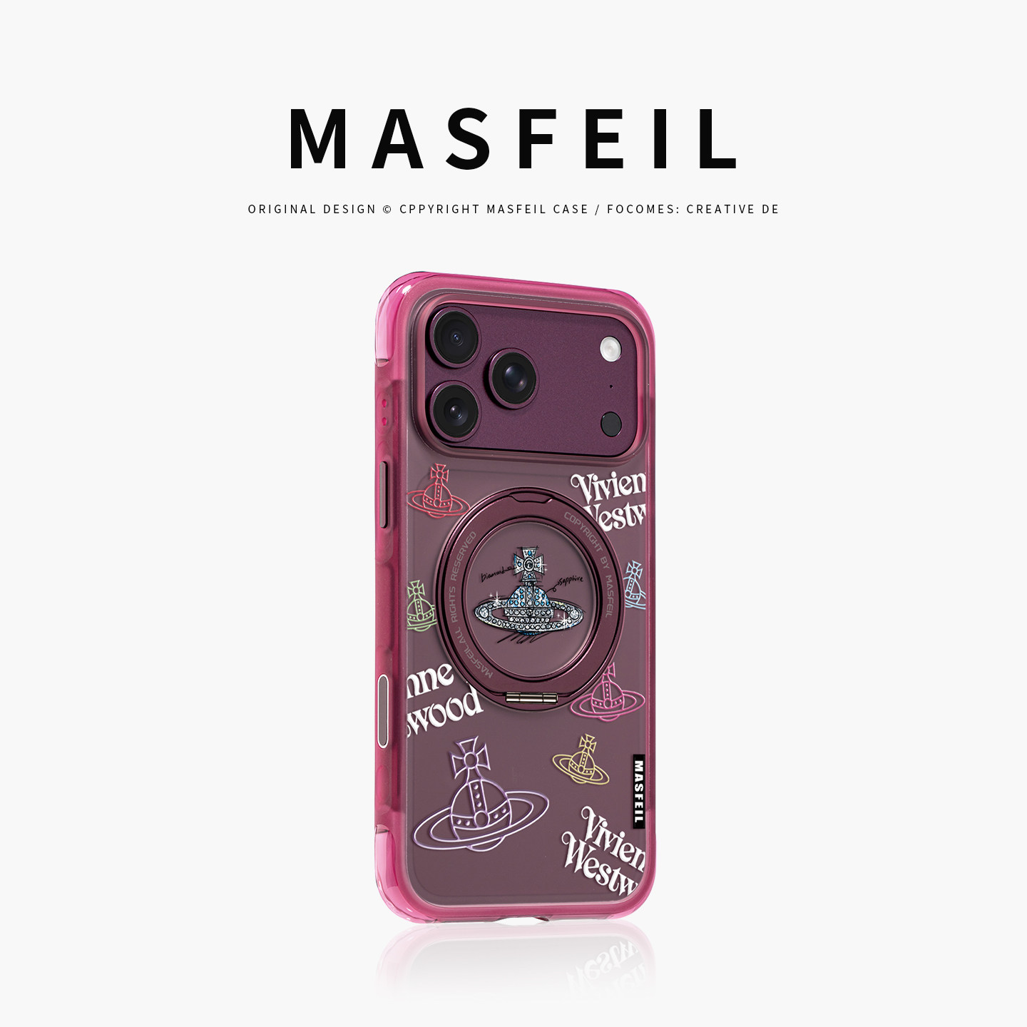 MASFEIL× 潮牌土星适用iPhone18Promax手机壳新款ip18磁吸带支架Go5苹果17Pro保护套支点全包高级感17pm网红