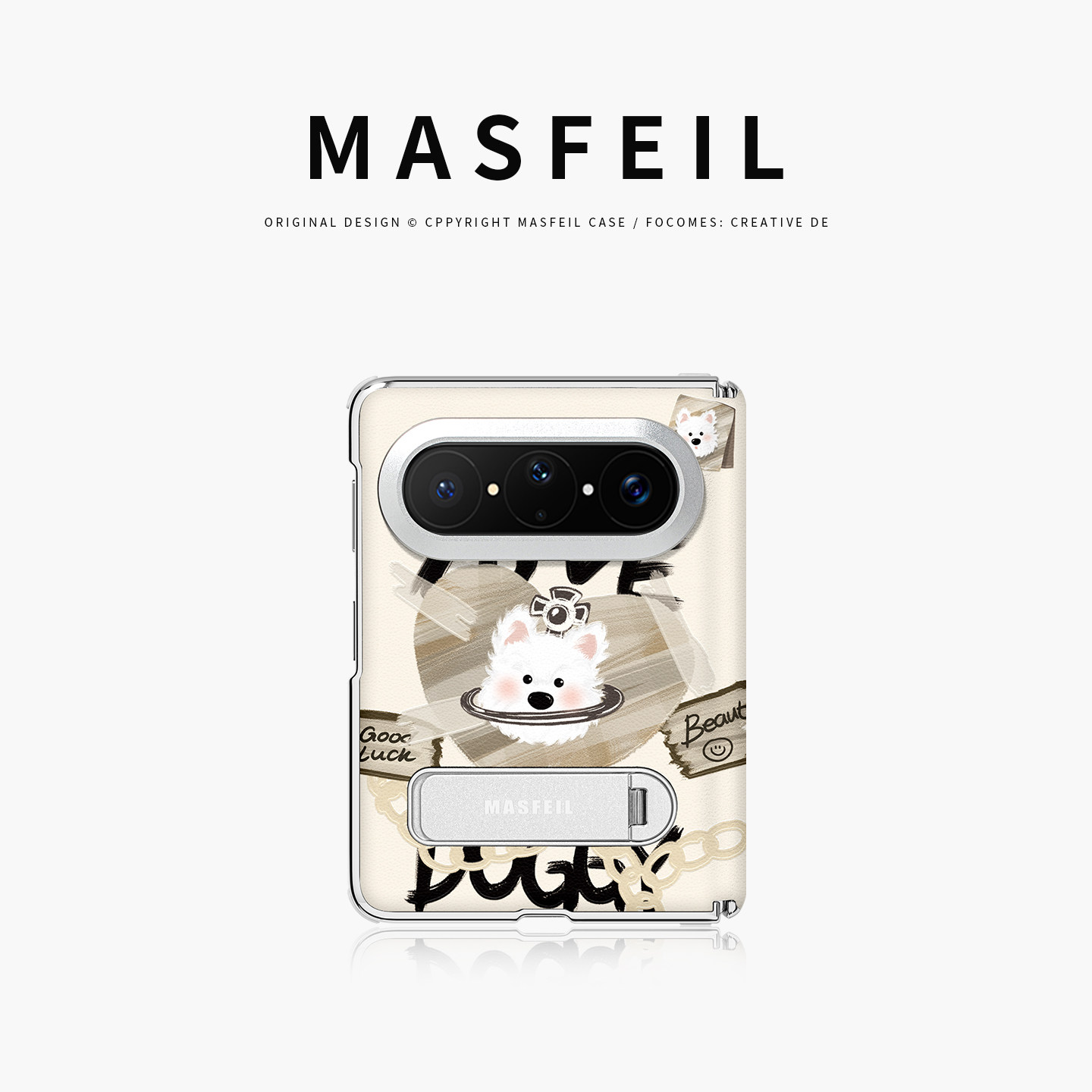 MASFEIL× 爱心西高地适用华为PuraXMax手机壳带支架小折叠阔PURA典藏版YZ双中轴全包保护套高级感防摔x2新款