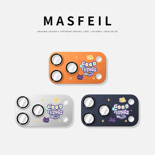 MASFEIL × 彩色涂鸦猫猫适用苹果17promax镜头盖iphone17pro镜头膜新款17pm手机镜头贴高级感后摄像头保护圈