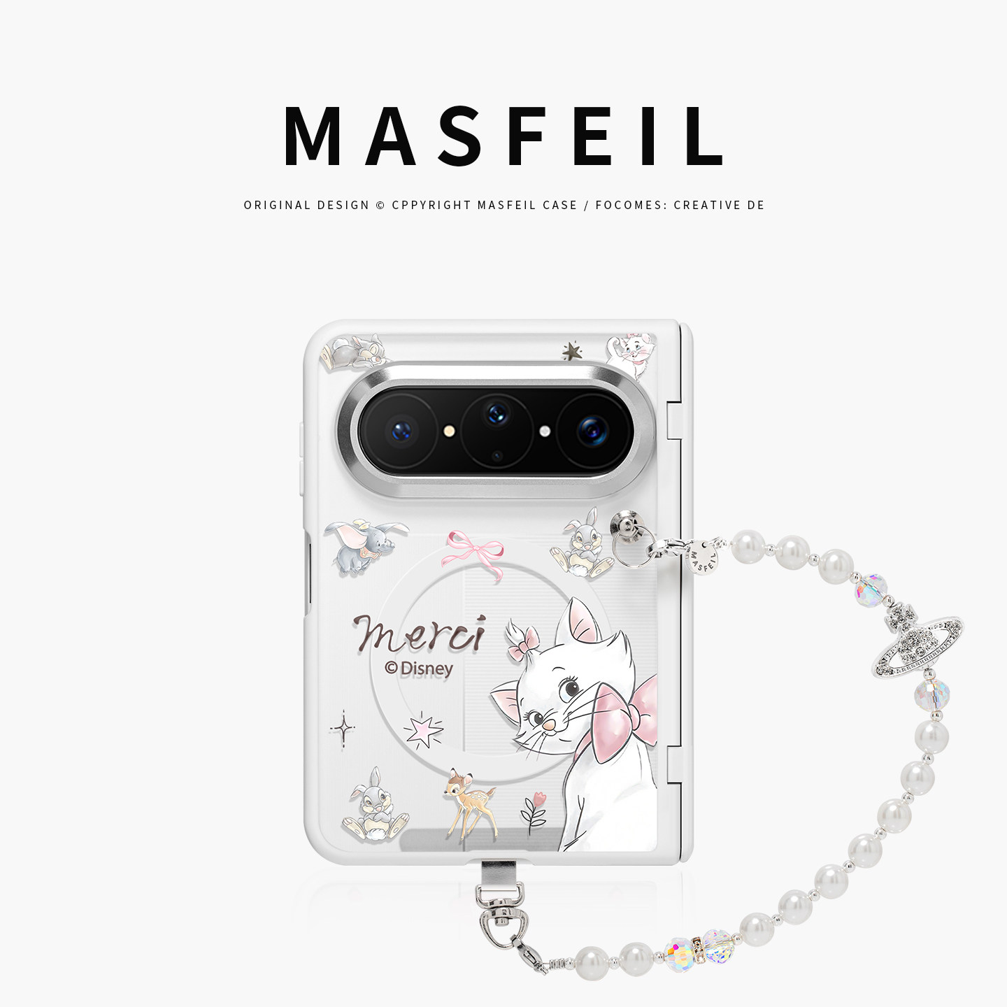 MASFEIL× 蝴蝶结玛丽适用华为PuraXMax手机壳带磁吸小折叠阔PURA典藏版GL透明全包保护套带挂链防摔x2新款女