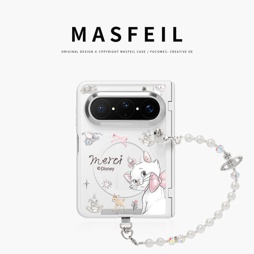 MASFEIL× 蝴蝶结玛丽适用华为PuraXMax手机壳带磁吸小折叠阔PURA典藏版GL透明全包保护套带挂链防摔x2新款女