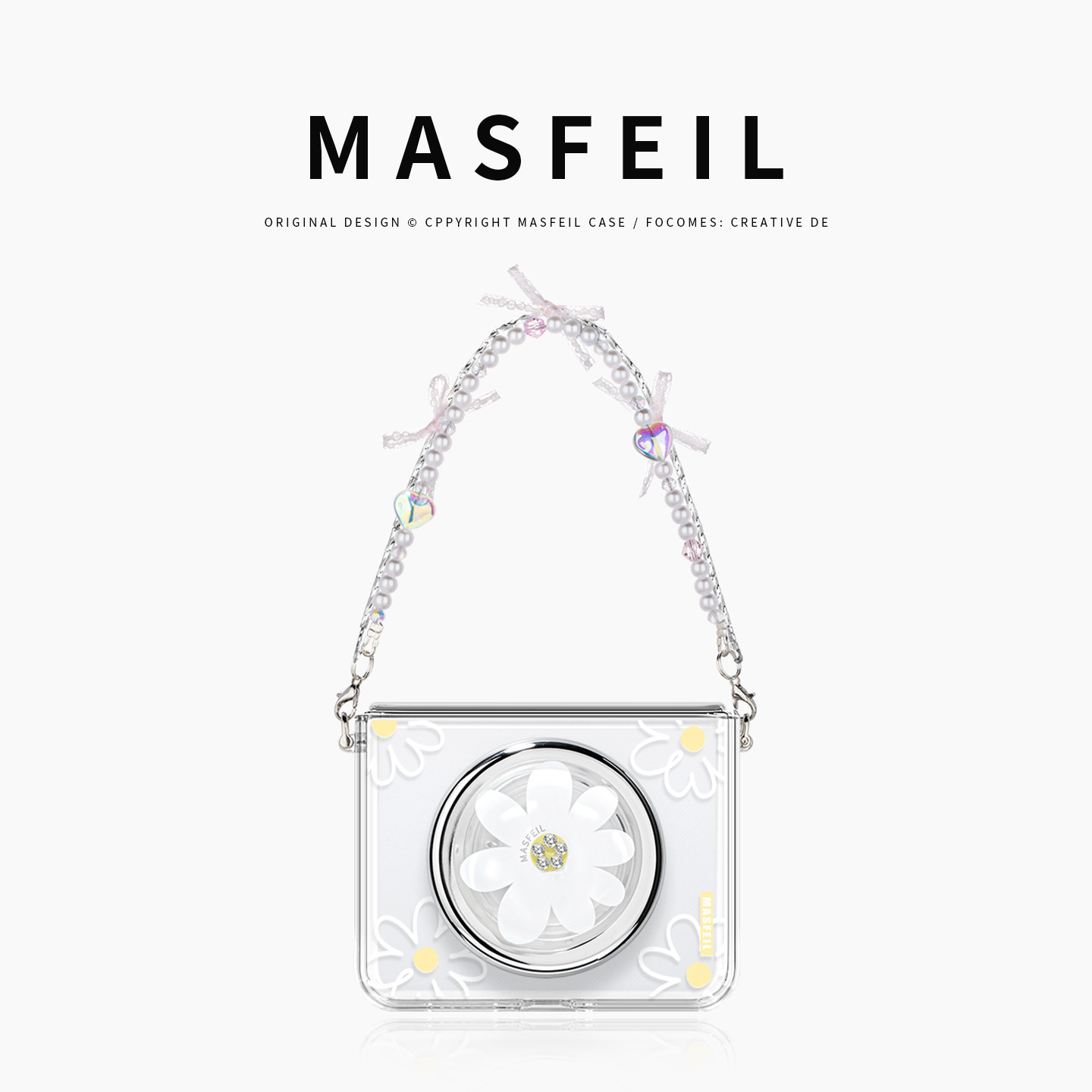 MASFEIL × 白色雏菊适用华为PuraX手机壳新款阔折叠屏磁吸支架保护套高级女生全包防摔挂链pura x典藏版外壳