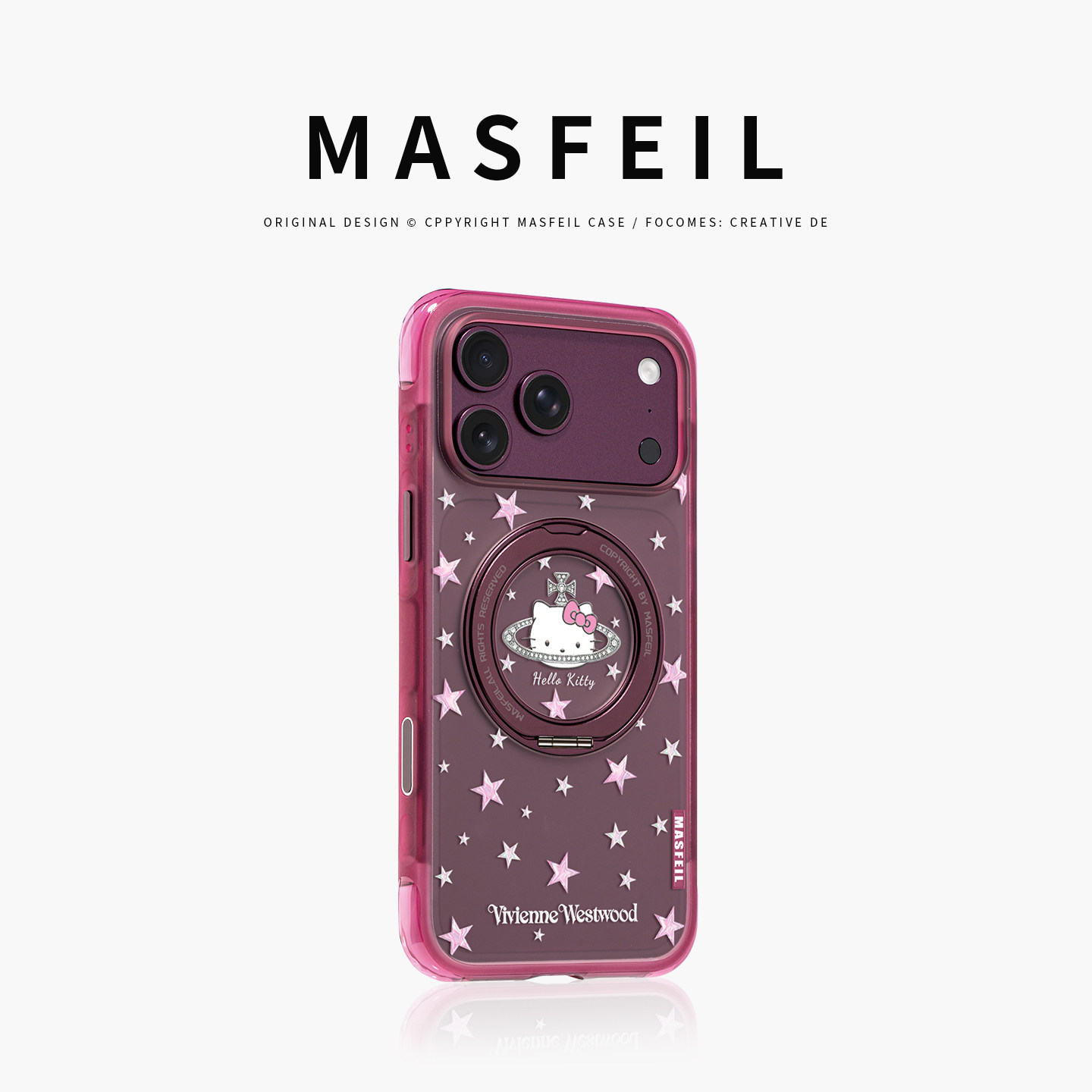 MASFEIL× 土星猫咪适用iPhone18Promax手机壳新款ip18磁吸带支架Go5苹果17Pro保护套支点全包高级感17pm好看