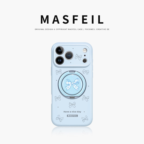 MASFEIL × 格纹束蝶适用苹果17Promax手机壳新款18带支架iPhone16Pro保护套Eo1支点15液态硅胶13pm简约高级
