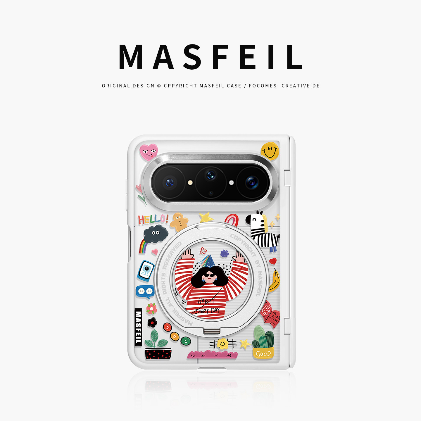 MASFEIL× 抓住快乐适用华为PuraXMax手机壳磁吸带支架小折叠PURA典藏版中轴全包保护套防摔女x2新款半透明
