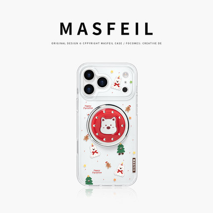 MASFEIL × 圣诞西高地适用苹果17Promax手机壳新款Ro9磁吸带支架iPhone16Pro保护套高级感ip15pm可爱的女14