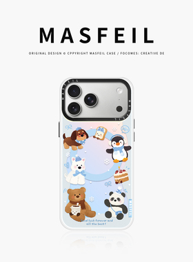 MASFEIL × 冬日动物适用iPhone17Promax手机壳新款15磁吸带支架苹果16Pro全包套可爱女ip13pm高级感14好看
