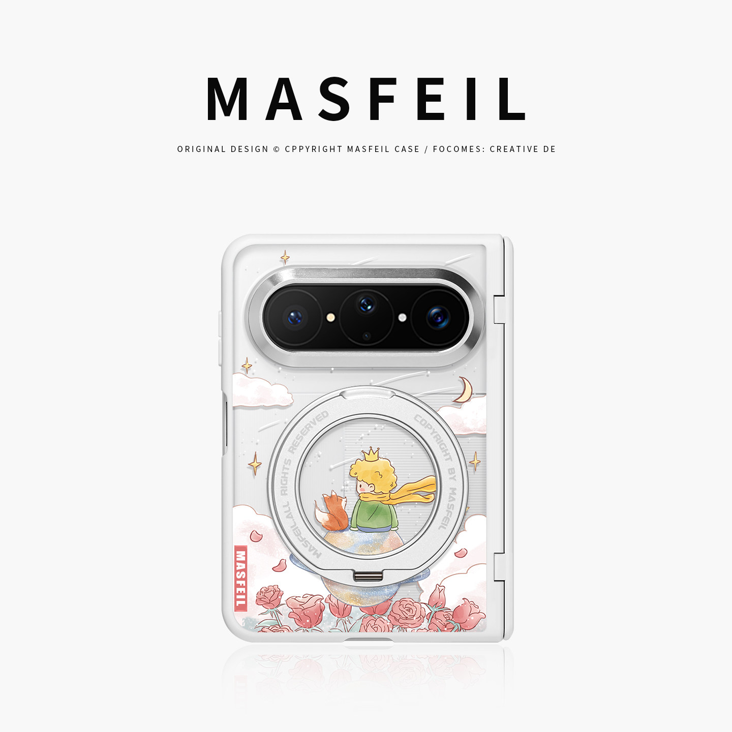 MASFEIL× 水彩王子适用华为PuraXMax手机壳磁吸带支架小折叠阔PURA典藏版中轴全包保护套防摔女x2新款半透明