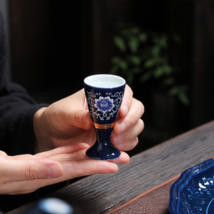 陶瓷酒杯家用景德镇珐琅彩复古小号白酒杯青瓷酒具小酒盅小酒杯