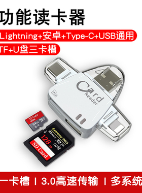 适用苹果15安卓手机索尼佳能车载TF相机ccd读卡器sd卡连接内存直传OTG转换typec头华为多合一万能高速读卡器