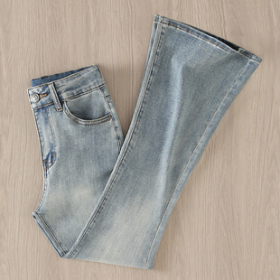 显瘦休闲百搭阔腿喇叭裤 白色高腰微喇牛仔裤 修身 新款 女2026年春季