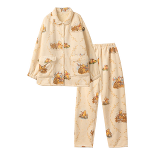 【双层加厚】羊羔绒内里睡衣女套装秋冬季加绒珊瑚绒牛奶绒家居服