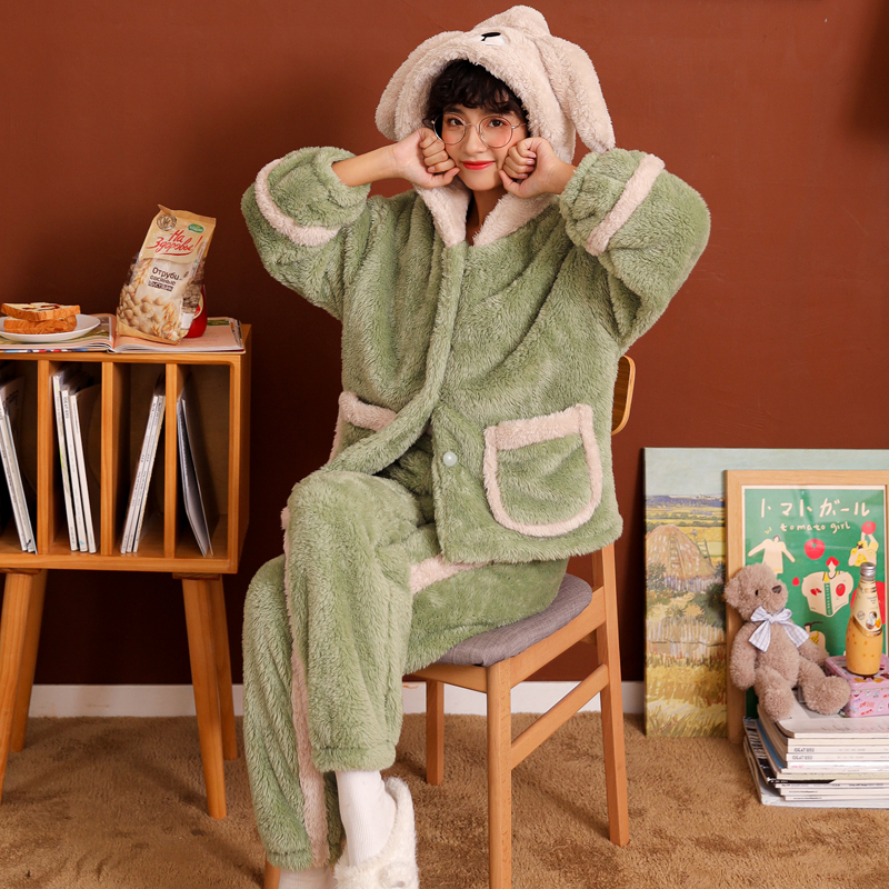 网红珊瑚绒保暖爆款秋冬天睡衣