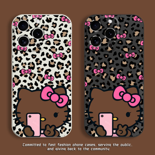 黑皮哈喽kitty猫咪手机壳韩系ins适用苹果17promax小米红米透明硅胶软vivo荣耀oppo华为pura70保护套卡通女款